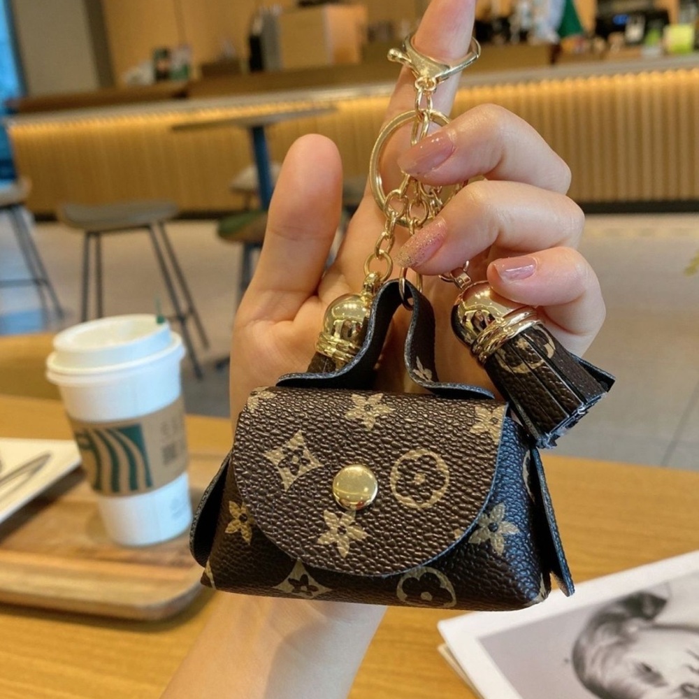 Brown Designer Mini Bag Keychain